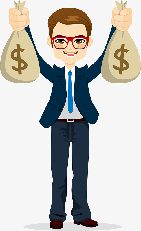 矢量图拿着钱的男人
