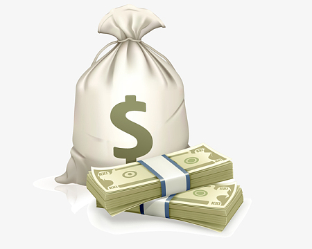 手绘卡通钱袋子纸币