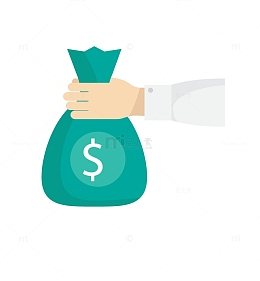 手绘卡通金融交易手拿钱袋子