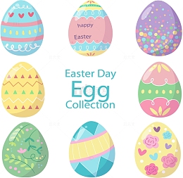 8款彩色花纹彩蛋矢量素材