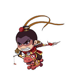 卡通骑马的古代将军素材