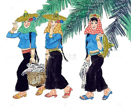 树下拎鱼篓的惠安女