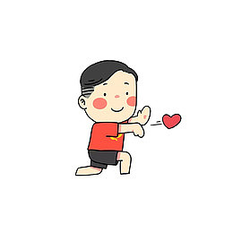 卡通发射爱心的男孩素材