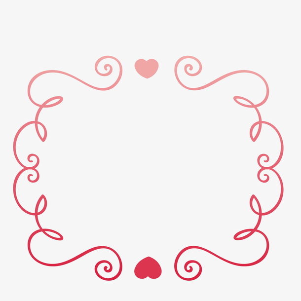 红色线条爱心边框