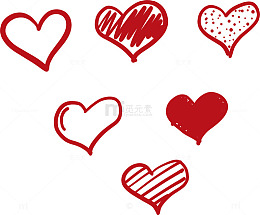 手绘红色涂鸦爱心