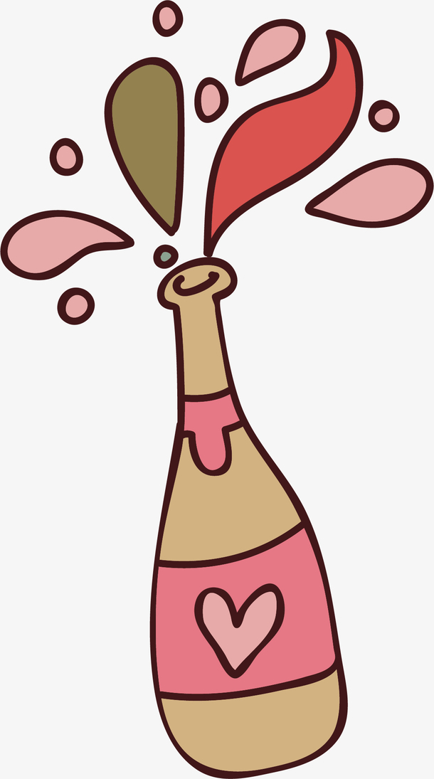 卡通手绘 酒瓶 爱心