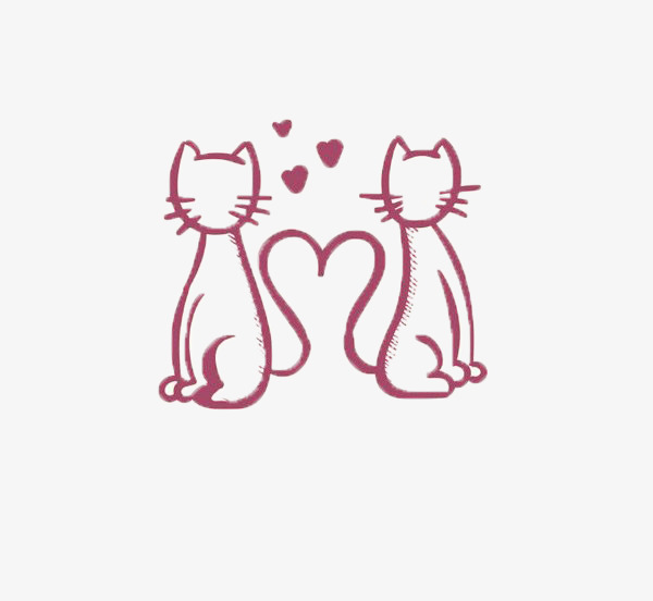 爱心猫简笔画