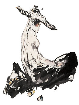 惠安女背影国画
