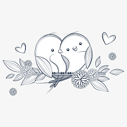 依偎的鸟儿简笔画