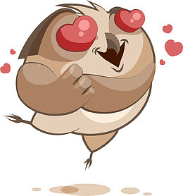 手绘卡通猫头鹰爱心表情