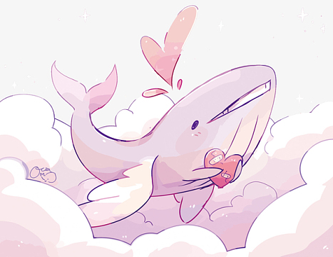 矢量飞翔的鲸鱼