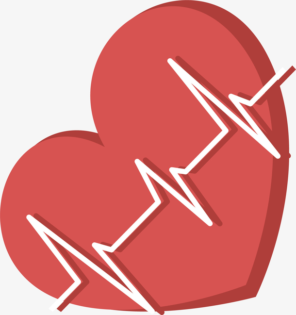 矢量图水彩红色爱心电波