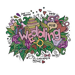 手绘婚礼插画图片