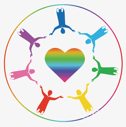 矢量彩虹色手拉手爱心