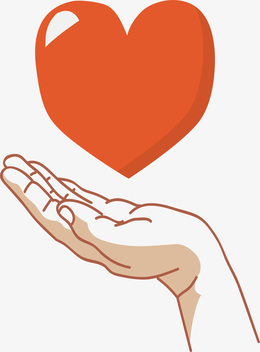手掌里托起的红色爱心