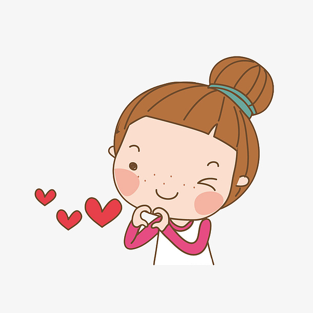 卡通可爱比心的女孩素材