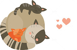 矢量图睡觉的猫咪