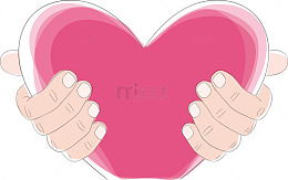 矢量图双手捧着爱心甜蜜爱情
