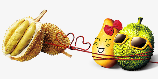 免抠卡通表情榴莲绳子装饰
