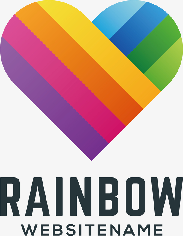 矢量图多彩爱心彩虹