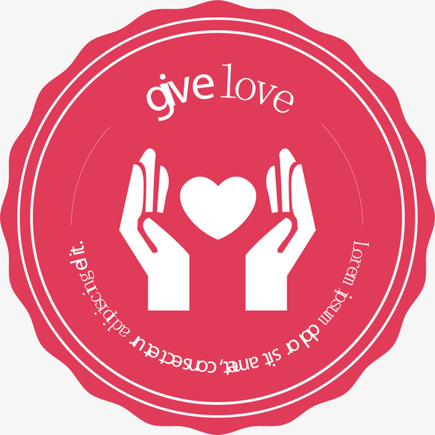 矢量图爱心圆形标签