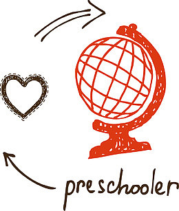 地球仪简笔画矢量图