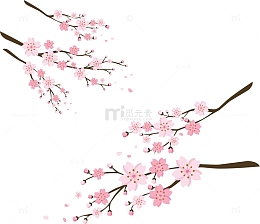 卡通桃花樱花手绘装饰