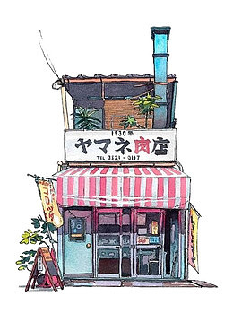 手绘建筑图案