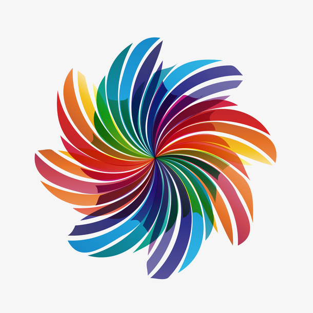 旋转风车形彩色装饰图案
