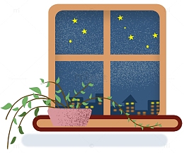手绘窗户插画素材