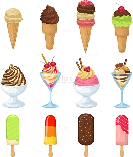 卡通冰激凌雪糕装饰图案