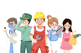 手绘人物装饰插图劳动节劳动者插