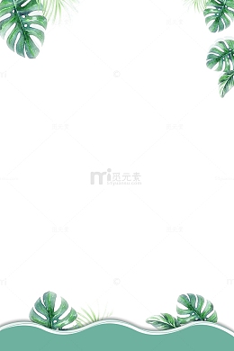 小清新草叶子装饰边框
