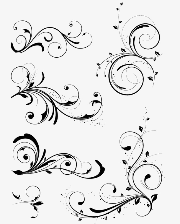 黑色花藤装饰花纹