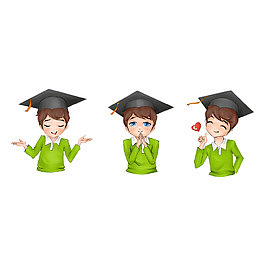 卡通带着学士帽做可爱表情的大学