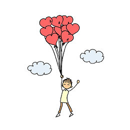 拿着爱心气球的小孩