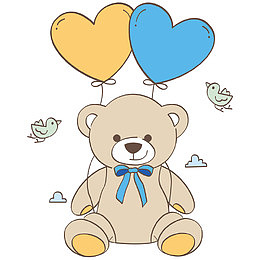 拿着气球的小熊PNG