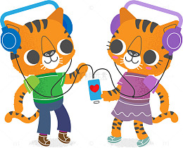情人节一起听歌的猫咪