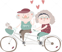 矢量图骑自行车的老人