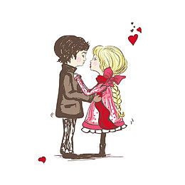 卡通拥抱男女素材