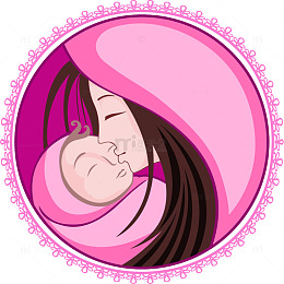手绘妈妈抱着婴儿