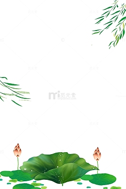 二十四节气之谷雨主题荷塘装饰边