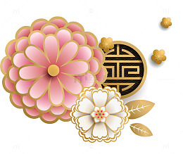 传统粉色微立体装饰图案