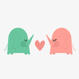 可爱小象情侣图案