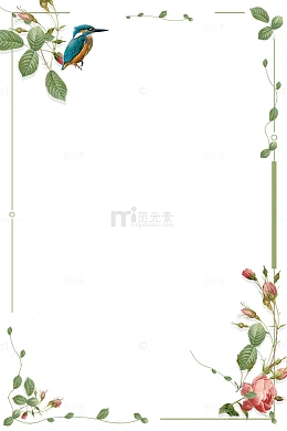 小清新花朵与鸟边框