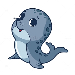 蓝色卡通可爱的海豹