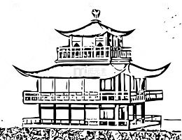 手绘古楼