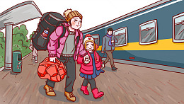 回家过年装饰手绘插画素材