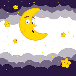 创意卡通月亮和星星矢量图