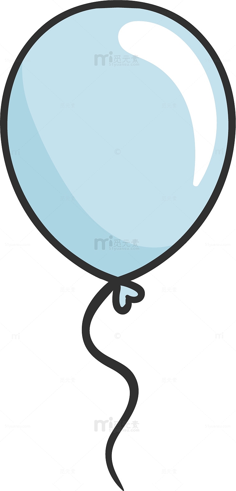 手绘圆形蓝色气球